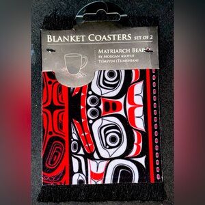 NWT “Matriarch Bear” Blanket Coasters (set of 2) by Morgan Asoyue, Native artist